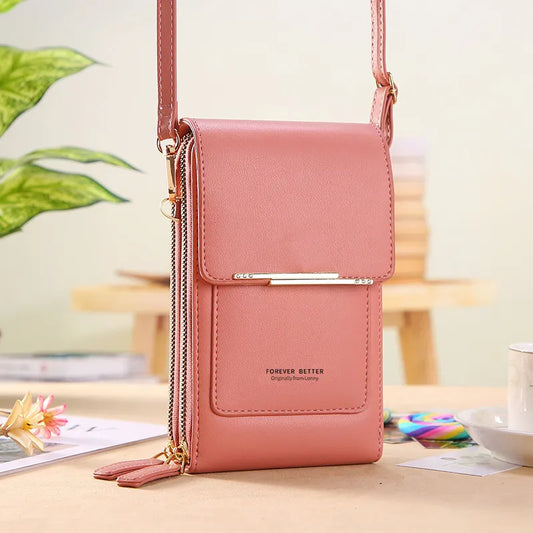 LuxeLink Touch Screen Shoulder Bag-Pink